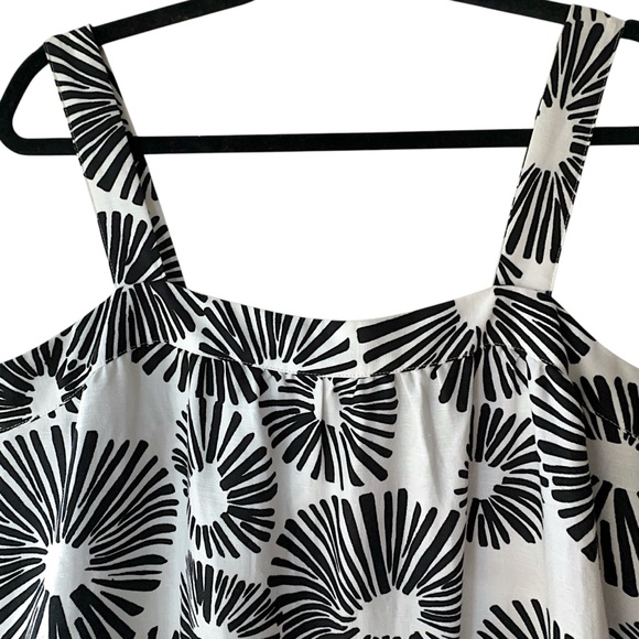 LOFT NWOT LINEN BLEND BLACK & WHITE FIREWORKS MIDI DRESS TIERED | LARGE PETITE - Picture 4 of 12